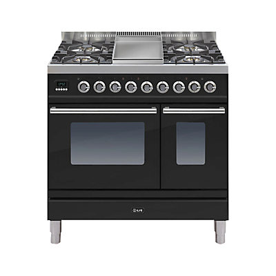 ILVE PDW90FE3 Roma Dual Fuel Freestanding Range Cooker Gloss Black